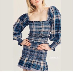 Loveshack Fancy Plaid mini dress Stanley smocked cotton